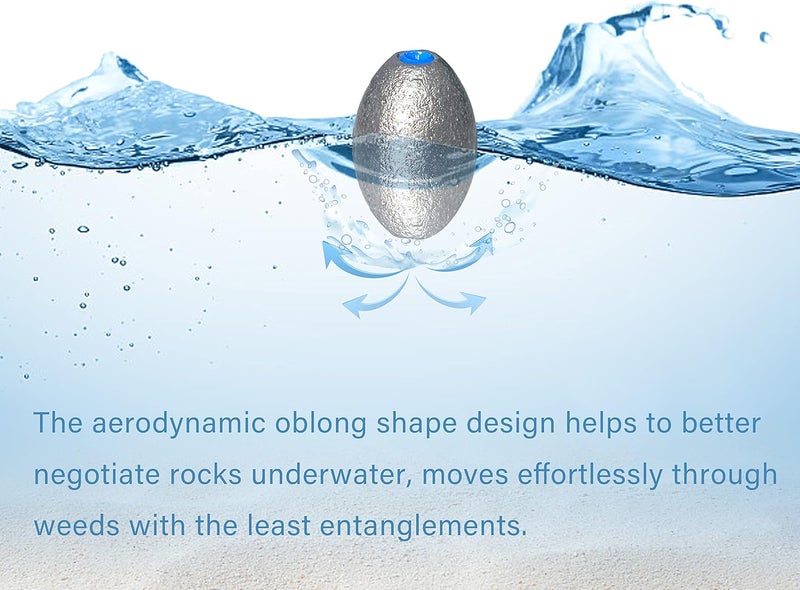 TKHDBF Egg Sinkers Bullet Fishing Weights Oval Shaped with Plastic Core Slip Sinkers for Catfish Fishing Casting Saltwater and Freshwater 1/5oz to 2oz - Image 4